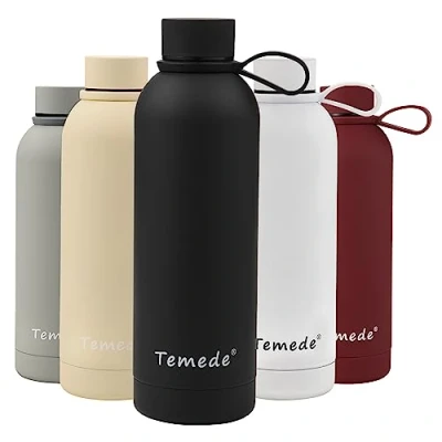 Image of Temede Insulated Water Bottle 750ml, Double Walled Vacuum Stainless Steel for 12 Hours Hot &amp; 24 Cold Drinks, BPA Free, Leakproof Metal Flask Great Men, Women Kids,Medium,Black