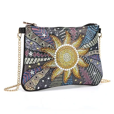 Image of DIY 5D Diamond Painting Crossbody, Drill Cross Stitch Backpack Handbag Purse Tote Storage Bag Embroidery Kit Leather for Girl Women Art Craft Decor (I)