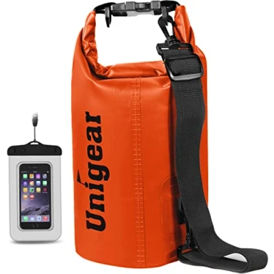 Image of Unigear 5L/10L/20L/30L/40L Dry Bag Sack with Waterproof Phone Case and Long Adjustable Shoulder Strap for Boating, Kayaking, Fishing, Rafting, Swimming, Camping Snowboarding (Orange, 10L)