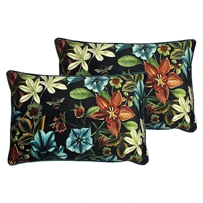 Image of Evans Lichfield Midnight Garden Feather Filled Cushions Twin Pack, Teal, 40 x 60cm