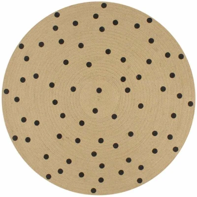 Image of vidaXL Handmade Rug Jute with Print Polka Dot 90 cm