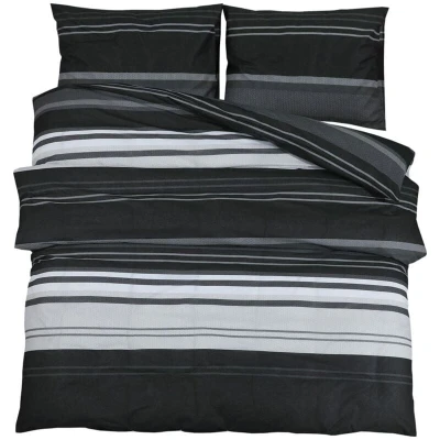 Image of vidaXL Duvet Cover Set Black and White 260x220 cm Cotton