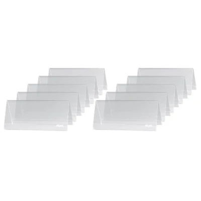 Image of SIGEL TA138 Sign Holder, tent form, for 9,5 x 4,2 cm, double sided presentation, rigid plastic, transparent, 10 Pieces