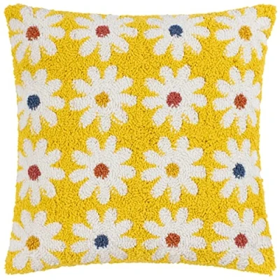 Image of Heya Home Daisy Polyester Filled Cushion, Mellow Yellow, 45 x 45cm