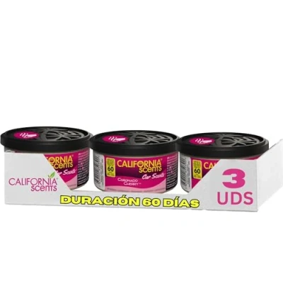 Image of CALIFORNIA Scents CCS 307AMAZON Car Coronado Cherry Air Freshener (Pack of 3) Long Lasting Fruity Fragrance, Environmentally Friendly, Light Weight Organic Product, Pack 3 Canisters