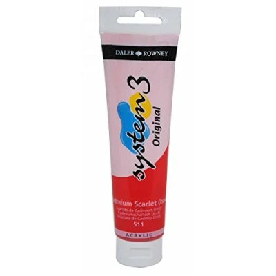 Image of Daler Rowney System 3 Original Acrylic Paint 150ml Tubes Cadmium Scarlet Hue