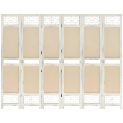 Image of vidaXL 6 Panel Room Divider Cream 210x165 cm Fabric