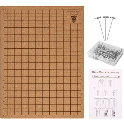 Image of Macrame Board,Macrame Project Board with Pins,12x16in Double Side Mat Grids,Portable Braiding Instructions for Bracelet Knotting String