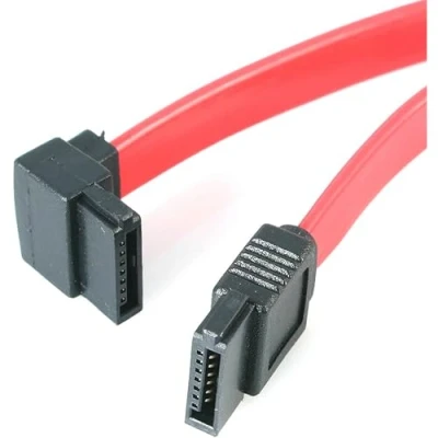 Image of StarTech.com SATA to left Angle Serial ATA cable 150/300/600 (R) 1 ft angled connector red SATA12LA1