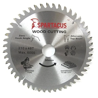 Image of Spartacus 210mm Diameter x 48 Teeth 30mm Bore Wood Cutting Mitre Chop Saw Blade Fits Lumberjack SCMS210SB BTS210