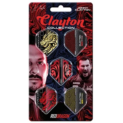 Image of RED DRAGON Jonny Clayton Hardcore Dart Flight Collection 5 Sets Per Pack (15 Flights in Total)