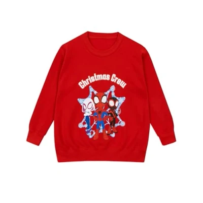 Image of Marvel Boys Spiderman Christmas Jumper Spidey And His Amazing Friends Sweater Official Merchandise Red 12 13 Years
