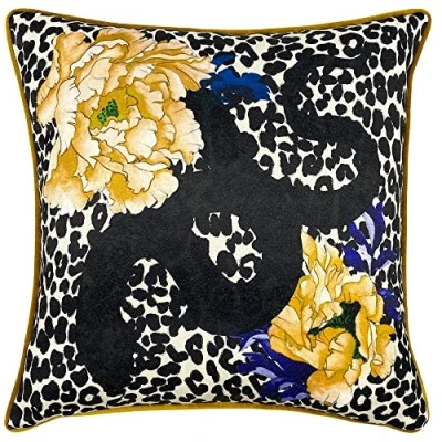 Image of furn. Serpentine Cushion Cover, Polyester, Royal Blue/Teal