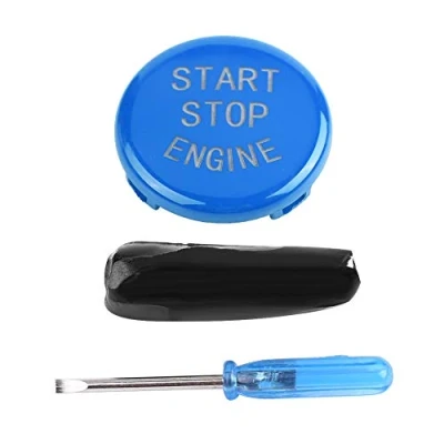 Image of Car Engine Start Stop Switch Button Cover for E Chassis 3 series E90 E91 E92 E93 5 E60 2004 2009 X1 E84 X3 E83 X5 E70X6 E71X6 E72(Blue)