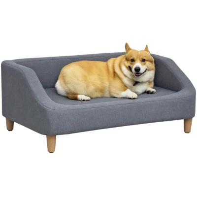 Image of PawHut Dog Sofa Cat Couch W/Removable Washable Cover, for Small Medium Large Dogs Grey