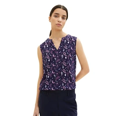 Image of TOM TAILOR Women&#039;s 1037428 Blouse top with Pattern, 32815 Navy Paisley Design, 6