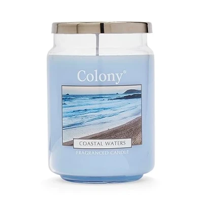 Image of Wax Lyrical, Colony Coastal Waters Large Candle, Burn Time of Up 100 Hours, Blue