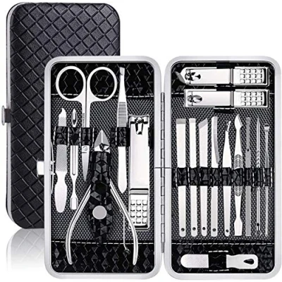 Image of Manicure Set Nail Clippers Pedicure Kit Stainless Steel Kit, Professional Grooming Care Tools with Luxurious Travel Case (18 Pieces)