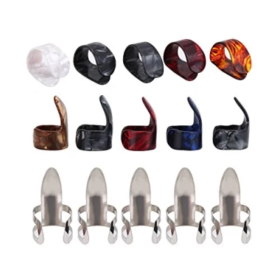 Image of Guitar Finger Picks, 15Pcs DIY Thumb Forefinger Picks Protector Replacement Accessory with Storage Box for Instrument Universal Accessories