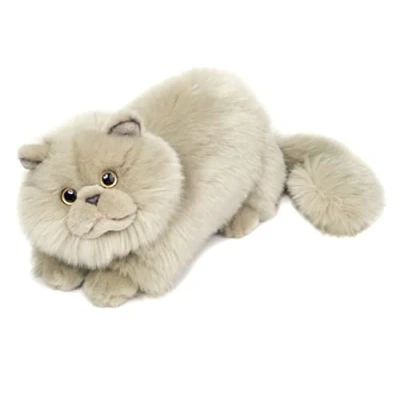 Image of Teddy Hermann 91839 Persian Cat Lying Down 24 cm, Cuddly Toy, Plush Toy with Recycled Filling