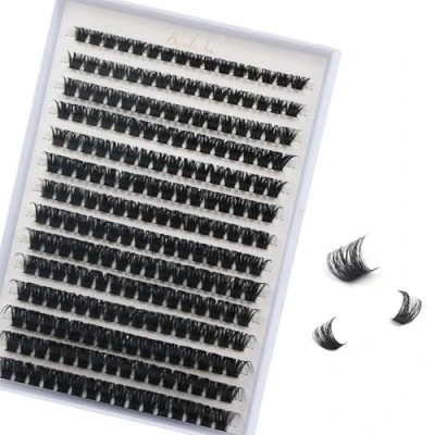 Image of FANDIQ Individual Eyelashes 224PCS Natural Cluster Lashes D Curl Russian for Beginners (100D 8 16mm)