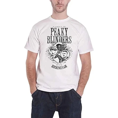 Image of Official T Shirt Peaky Blinders Shelby Brothers &#039;Horse &amp; Cart&#039; White S