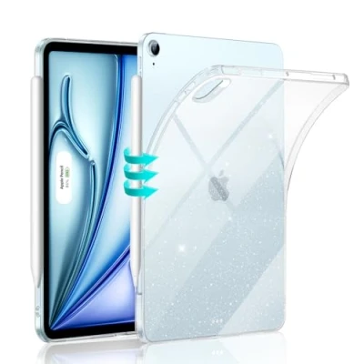Image of ESR for iPad Air 11 inch 6/5/4th Generation Case (2024/2022/2020), Slim and Light, Yellowing Resistant, Transparent Back Cover, Supports Pencil Pro (USB C), Zero Series,Clear Shimmer