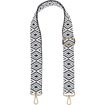 Image of styleBREAKER Pockets shoulder strap with Aztec pattern, interchangeable bag snap hook, adjustable, unisex 02013015, Colour:Black White