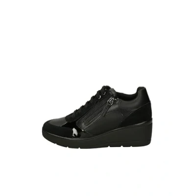 Image of Geox ILDE Trainers, Women&#039;s, Size: 8, Black leather and imitation