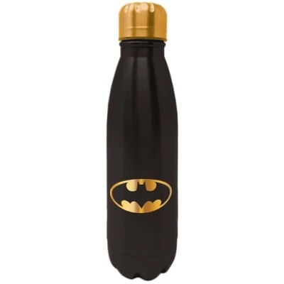 Image of Pyramid InternationalBATMAN Black and Gold Small Cola Metal Drinks Bottle Stay Hydrated in Gotham Style!