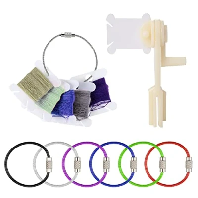 Image of Floss Bobbin Winder Embroidery Thread And 10Pcs Rings, for Cross Stitch Organizer Crafting Sewing DIY