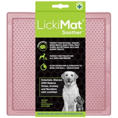 Image of LickiMat Classic Soother, Dog Feeding Mat for Boredom and Anxiety Relief, Ideal Food, Treats, Yoghurt or Peanut Butter, Lick Mats, Fun Alternative to a Slow Feeder Bowl, Guava