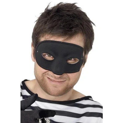 Image of Smiffys Burglar Eyemask, Black Covers Nose, Eyemasks Fancy Dress, Adult Dress Up Eye masks