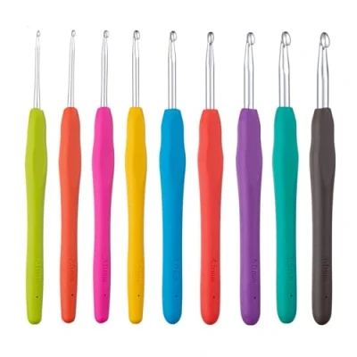 Image of Crochet Hooks,9 PCS Hook Set Needles Kit Beginners Aluminum Knitting for Adults Sister Gift