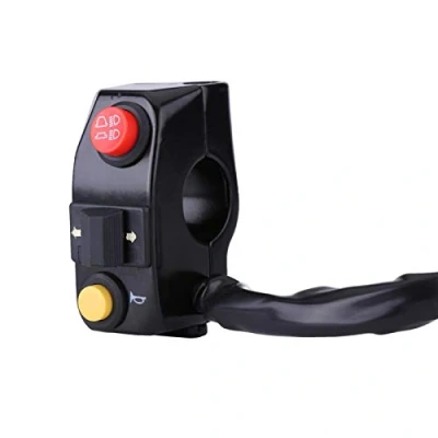 Image of Qiilu Motorcycle indicator switch, 7/8&quot; Handlebar Mount Switches with Horn Turn Signal High Low Beam Control(Black)