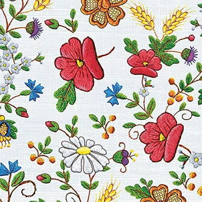 Image of Daisy 3 Ply Flowers Tissue Paper Napkins Serviettes for Decoupage Lunch 33 x 33cm Pack of 20 (Kashubian Tablecloth)