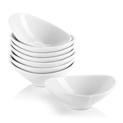 Image of LIFVER Dip Bowls Set of 8, 3 Oz Dipping Bowls, Porcelain Serving Soy Sauce Dishes for BBQ, Salad, Tomato Sauce, and Party Dinner, White