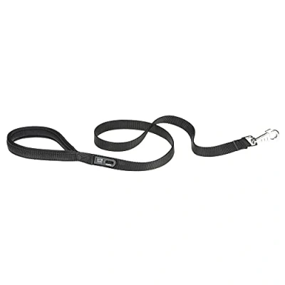 Image of Ferplast DAYTONA G Extra Resistant Dog Lead Soft Padded Handle Practical Hygienic Bag Holder Anti Abrasion Italian Design 120 x 2 cm, Black
