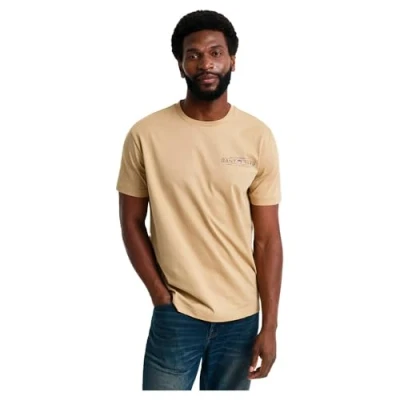 Image of GANT Printed Graphic Print Tshirt, Men&#039;s, Size: 3XL, Oak beige