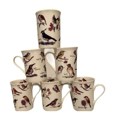 Image of tamergifts Fine Bone China Set of 6 Mugs (Bird Breeds Mugs)