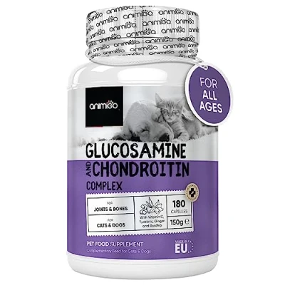 Image of animigo Glucosamine for Dogs &amp; Cats With Chondroitin (1075mg) 180 Capsules Hip Joint Supplement of All Ages Turmeric, Ginger, Vitamin C Rosehip Care