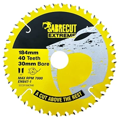 Image of 1 x SCCSF184CR40 SabreCut 184mm 40T 30mm Bore Circular Saw Blade Compatible with Makita Milwaukee Ryobi and Many Others