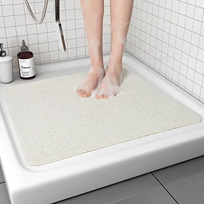 Image of Bingobang Bath Mats Non Slip,Shower Mat Rubber 60x60cm,Extra Soft Anti Mould, Machine Washable,For Bathroom Floor,Bathtub(White)