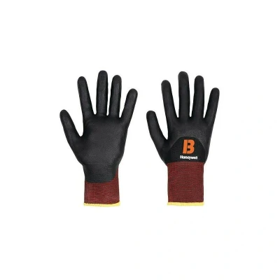 Image of Honeywell Cut Resistant Gloves, Nitrile Foam Coated, Black, Size 9
