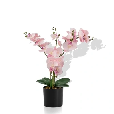 Image of Crystals Decorative Artificial Flora Small Plants in Pots Fake for Indoor Decor Faux Bathroom (60CM Orchid)