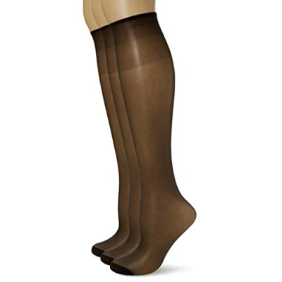Image of DIM Women&#039;s Sublim Shiny Veil Invisible Edge 15D x2 Knee Highs, Black, One Size