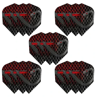 Image of Harrows Taipan Dart Flights 5 x sets Darts (15 Total) I 100 Micron Premium Extra Strong Made in UK Professional Accessories Red