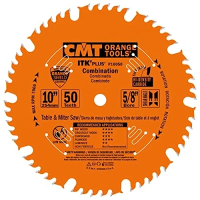 Image of CMT P10050 ITK Plus Combination Saw Blade, 10 x 50 Teeth, 1FTG+ 4ATB Teeth with Shear 5/8 Inch bore