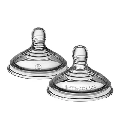 Image of Tommee Tippee Advanced Anti Colic Baby Bottle Teats, Breast Like, Soft Silicone, Medium Flow, 3m+, Pack of 2