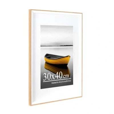 Image of Baoee Oak white Two Tone Picture frame 30x40cm with A4 Mount,photo acrylic glass,Poster Frame, certificate frame,Wall Mountable